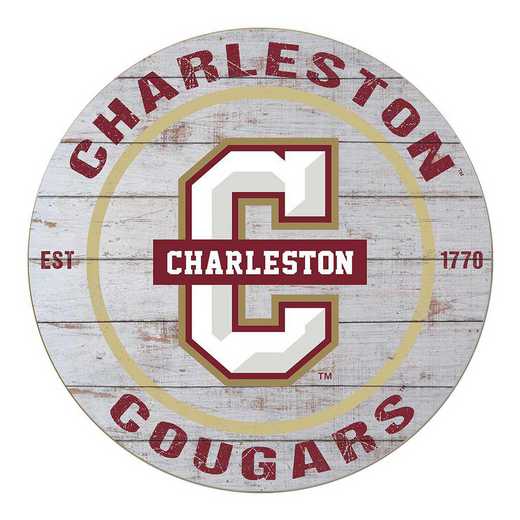 1032100167: 20x20 Weathered Circle Charleston College Cougars