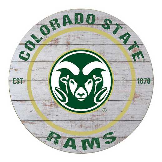 1032100183: 20x20 Weathered Circle Colorado State  Rams