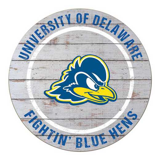 1032100197: 20x20 Weathered Circle Delaware Fightin Blue Hens
