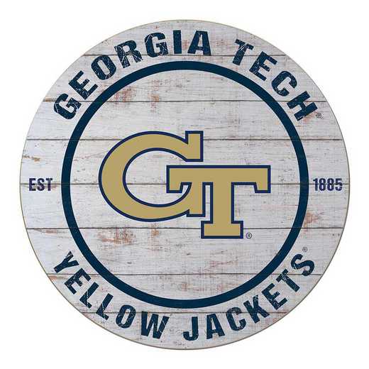 1032100239: 20x20 Weathered Circle Georgia Tech Yellow Jackets