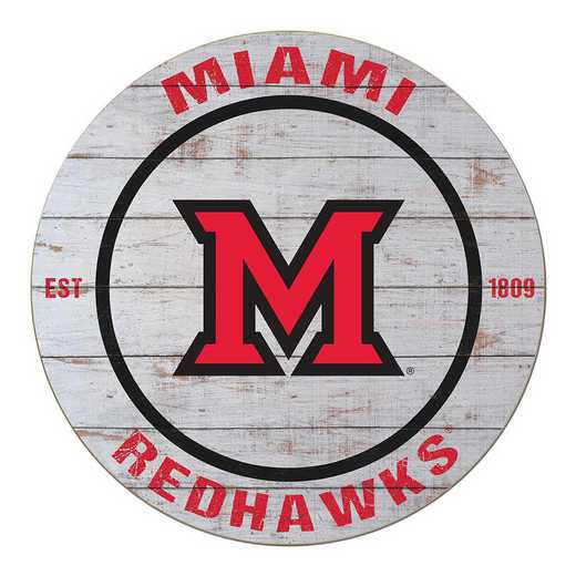 1032100328: 20x20 Weathered Circle Miami of Ohio Redhawks
