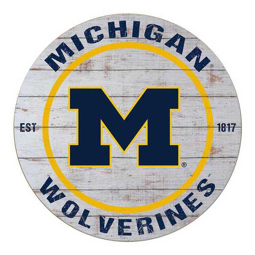 1032100330: 20x20 Weathered Circle Michigan Wolverines