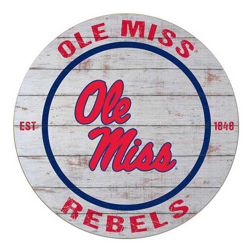 1032100336: 20x20 Weathered Circle Mississippi Rebels