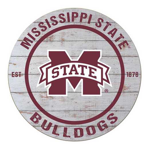 1032100337: 20x20 Weathered Circle Mississippi State Bulldogs