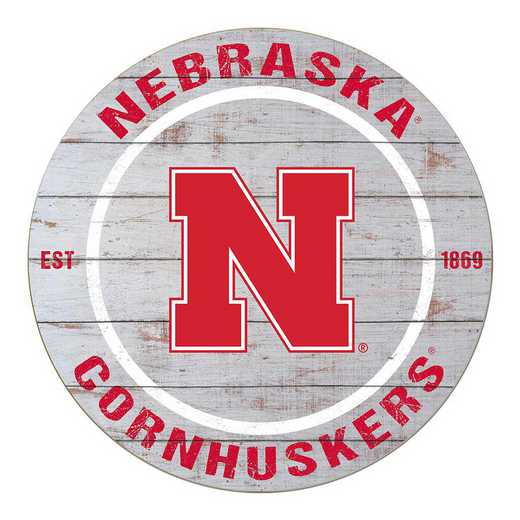 1032100354: 20x20 Weathered Circle Nebraska Cornhuskers