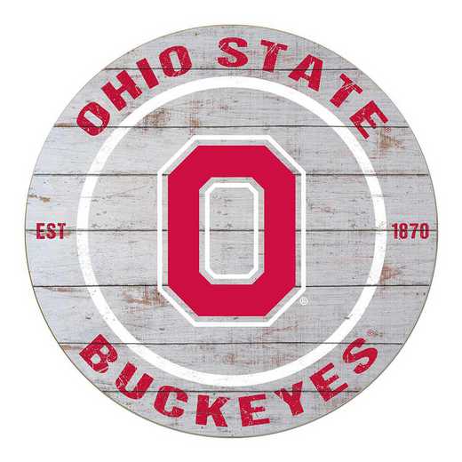 1032100387: 20x20 Weathered Circle Ohio State Buckeyes