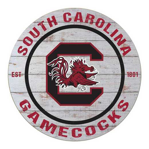 1032100437: 20x20 Weathered Circle South Carolina Gamecocks