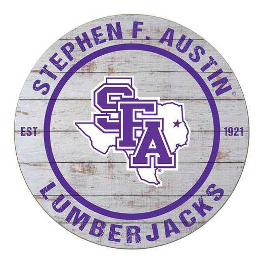1032100458: 20x20 Weathered Circle Stephen F Austin Lumberjacks
