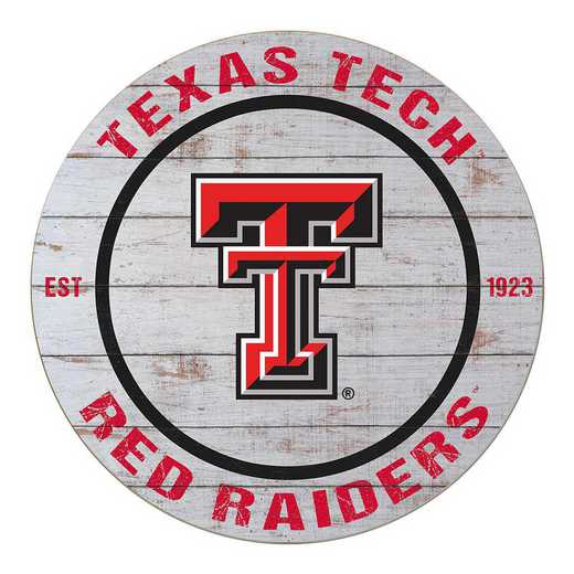 1032100477: 20x20 Weathered Circle Texas Tech Red Raiders