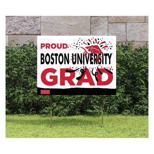 1048117132: 18x24 Lawn Sign Proud Grad With Logo Boston University Terriers