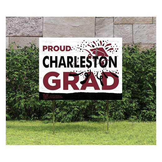 1048117167: 18x24 Lawn Sign Proud Grad With Logo Charleston College Cougars
