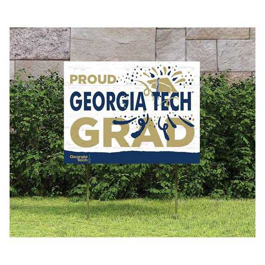 1048117239: 18x24 Lawn Sign Proud Grad With Logo Georgia Tech Yellow Jackets