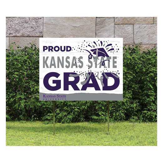 1048117280: 18x24 Lawn Sign Proud Grad With Logo Kansas State Wildcats