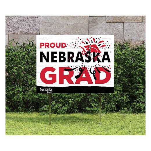 1048117354: 18x24 Lawn Sign Proud Grad With Logo Nebraska Cornhuskers