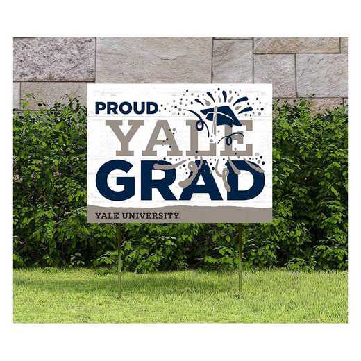 1048117546: 18x24 Lawn Sign Proud Grad With Logo Yale Bulldogs