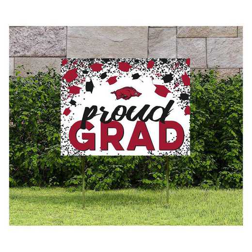 1048126112: 18x24 Lawn Sign Grad with Cap and Confetti Arkansas Razorbacks
