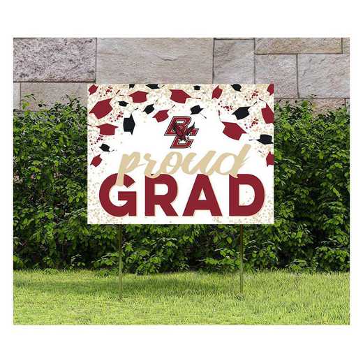 1048126131: 18x24 Lawn Sign Grad with Cap and Confetti Boston College Eagles