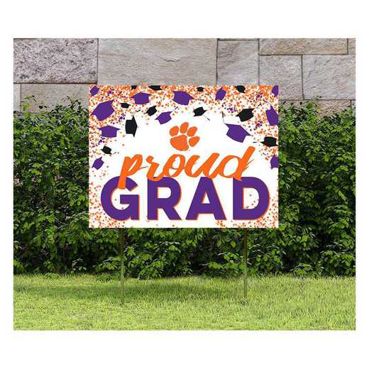 1048126174: 18x24 Lawn Sign Grad with Cap and Confetti Clemson