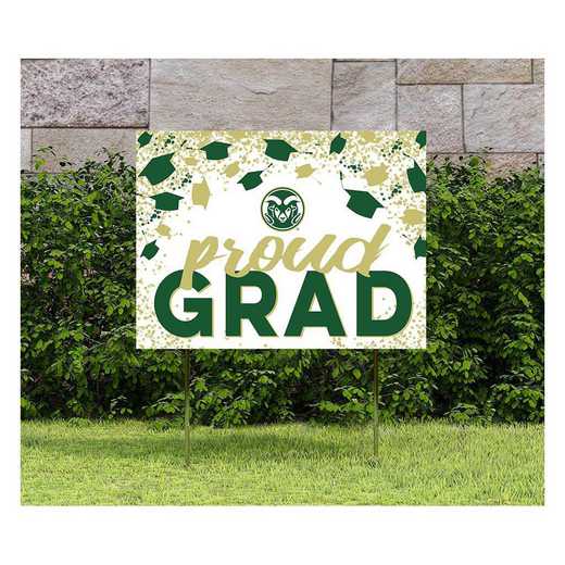 1048126183: 18x24 Lawn Sign Grad with Cap and Confetti Colorado State- Rams