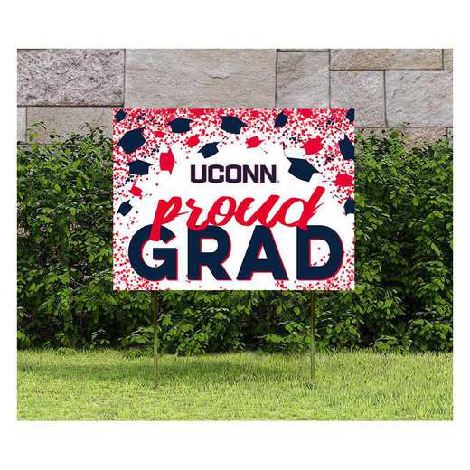 1048126190: 18x24 Lawn Sign Grad with Cap and Confetti Connecticut Huskies