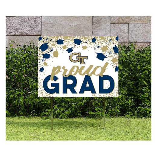 1048126239: 18x24 Lawn Sign Grad with Cap and Confetti Georgia Tech Yellow Jackets