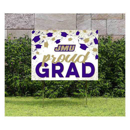 1048126276: 18x24 Lawn Sign Grad with Cap and Confetti James Madison Dukes