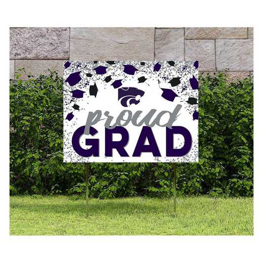1048126280: 18x24 Lawn Sign Grad with Cap and Confetti Kansas State Wildcats