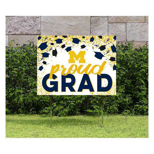 1048126330: 18x24 Lawn Sign Grad with Cap and Confetti Michigan Wolverines