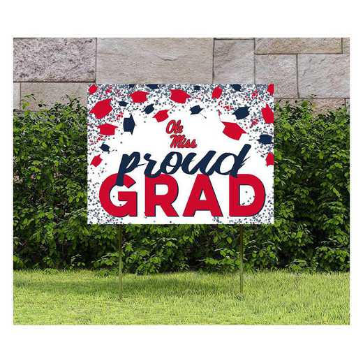 1048126336: 18x24 Lawn Sign Grad with Cap and Confetti Mississippi Rebels