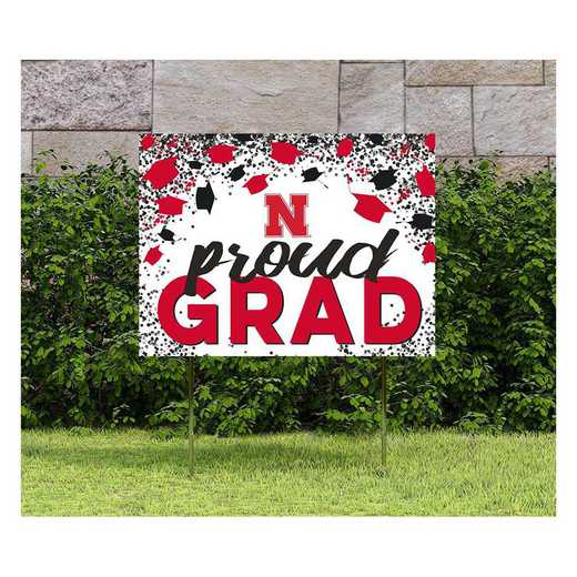 1048126354: 18x24 Lawn Sign Grad with Cap and Confetti Nebraska Cornhuskers