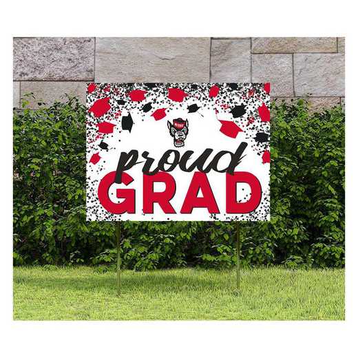 1048126372: 18x24 Lawn Sign Grad with Cap and Confetti North Carolina State Wolfpack