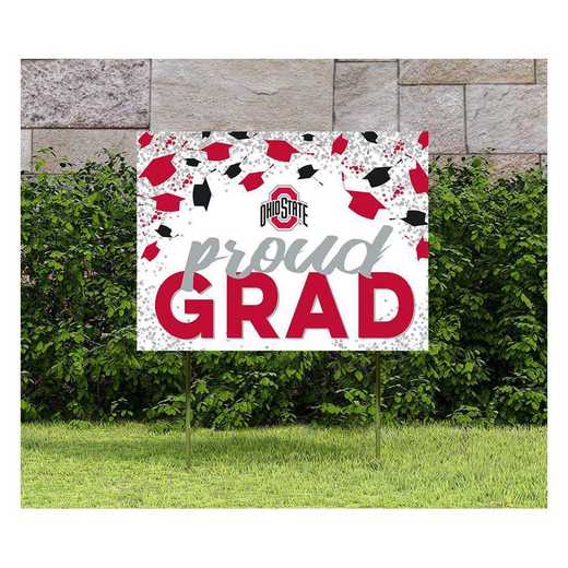 1048126387: 18x24 Lawn Sign Grad with Cap and Confetti Ohio State Buckeyes