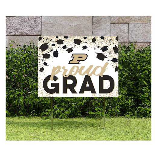 1048126406: 18x24 Lawn Sign Grad with Cap and Confetti Purdue Boilermakers