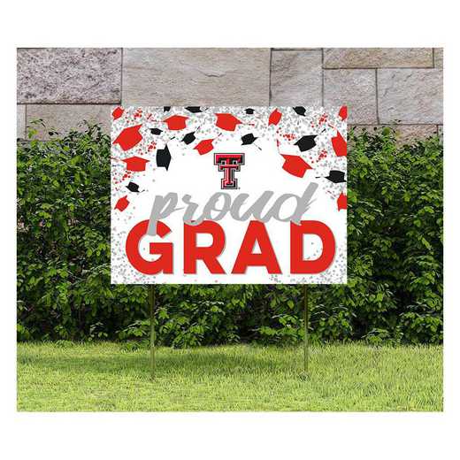 1048126477: 18x24 Lawn Sign Grad with Cap and Confetti Texas Tech Red Raiders