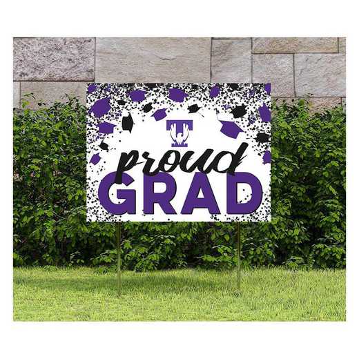 1048126796: 18x24 Lawn Sign Grad with Cap and Confetti Tennessee Tech Golden Eagles