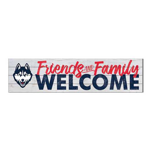 1051101190: 40x10 Sign Friends Family Welcome Connecticut Huskies