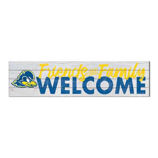 1051101197: 40x10 Sign Friends Family Welcome Delaware Fightin Blue Hens
