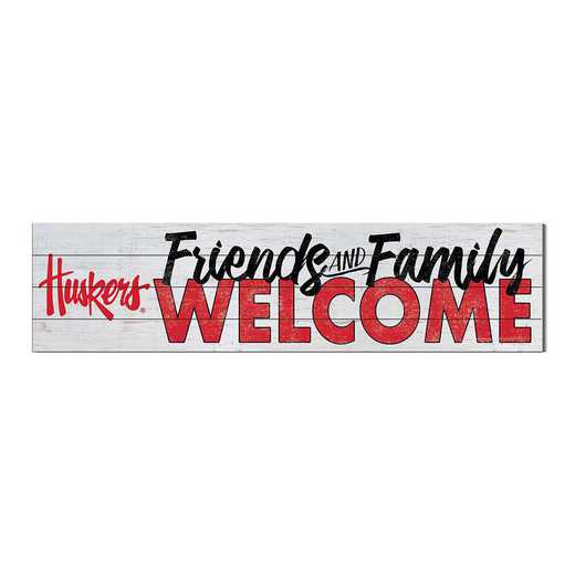 1051101354: 40x10 Sign Friends Family Welcome Nebraska Cornhuskers