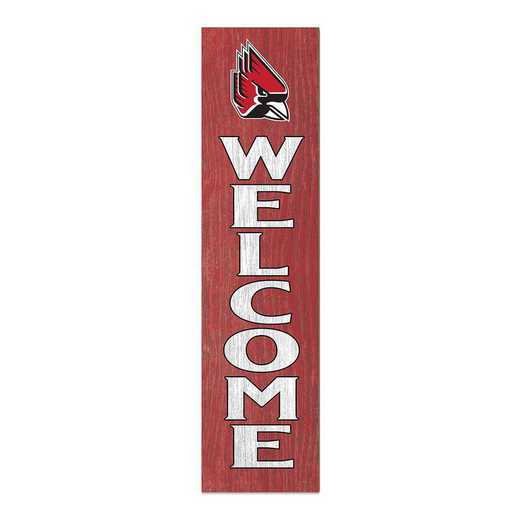 1066101118: 12x48 Leaning Sign Welcome Ball State Cardinals