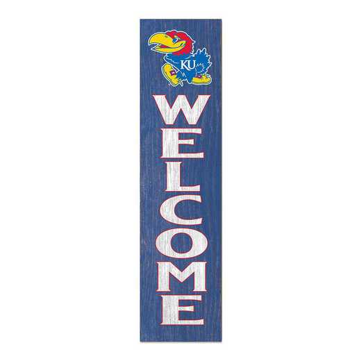 1066101279: 12x48 Leaning Sign Welcome Kansas Jayhawks