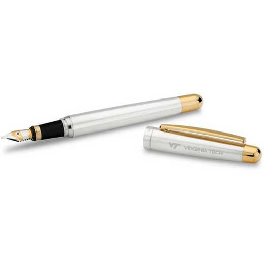 615789223863: Virginia Tech Fountain Pen in Sterling Silver with Gold Trim