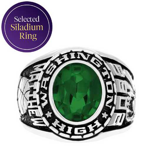 Men's Customizable Large Traditional Class Ring with Oval Stone - Medalist