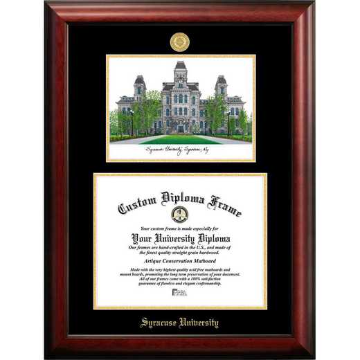 Campus Images Syracuse University Mahogany Finished Wood Diploma Frame with Campus Lithograph