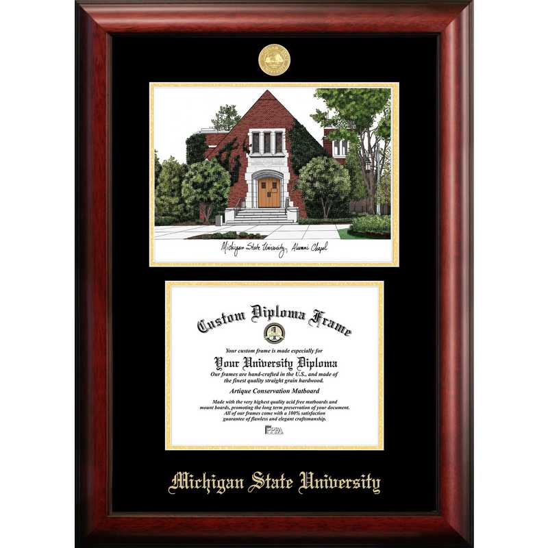 Michigan State University Alumni Chapel Gold Embossed Diploma Frame ...