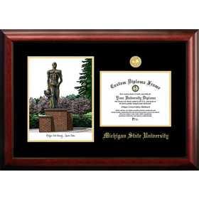 Michigan State Petite Diploma Frame - Mahogany With Gold Trim, School Seal, 11x8.5 Inch Display