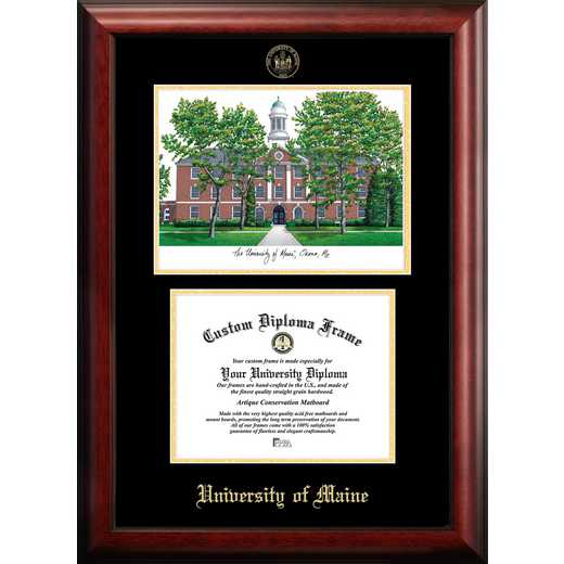 Campus Images Maine University Mahogany Finished Wood Diploma Frame with Campus Lithograph