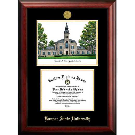 Campus Images Kansas State University Mahogany Finished Wood Diploma Frame with Campus Lithograph