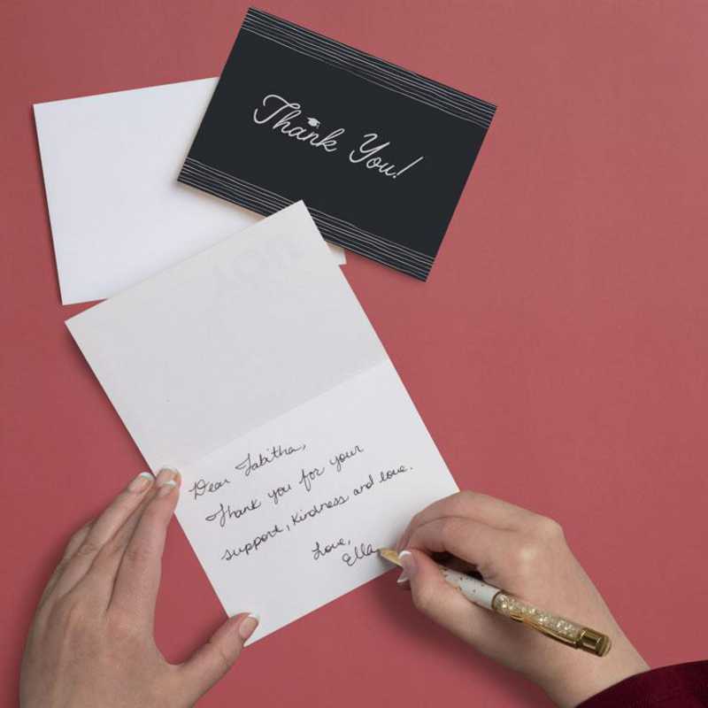 Timeless Black and White Graduation Thank You Note