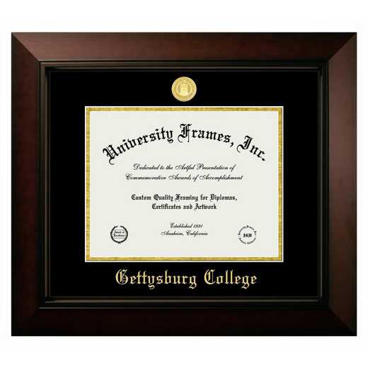 PA597MBSGED: Gettysburg College 11w x 8.5h Manhattan Black Single Mat Gold Embossed Diploma Frame