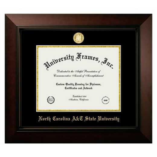 NC596MBSGED: North Carolina A&T State11w x 8.5h Manhattan Black Single Mat Gold Embossed Diploma Frame